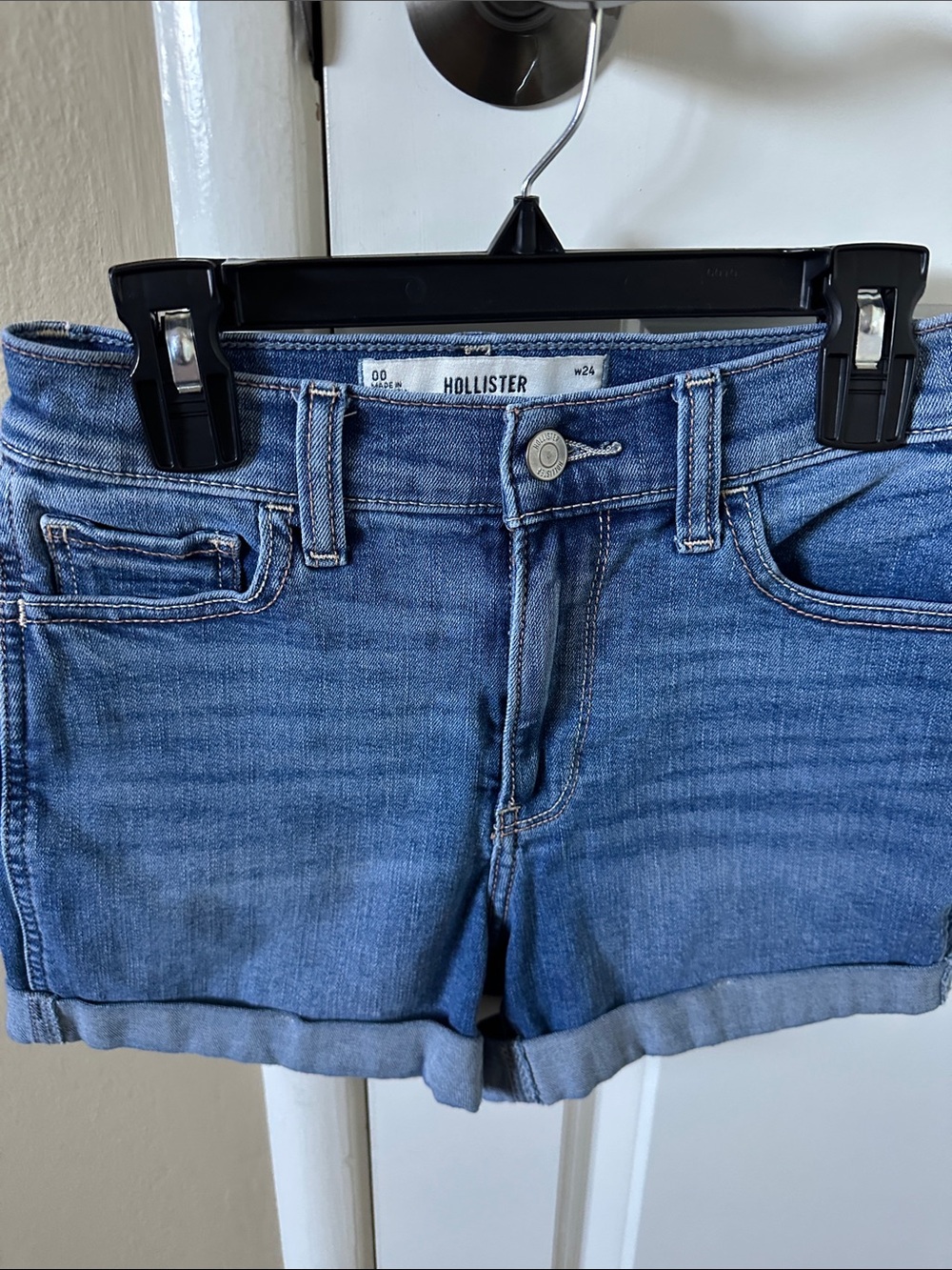 Hollister Medium Blue Rolled Cuff Denim Shorts